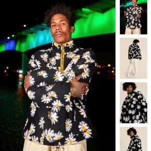 OVERSIZED DAISY BORG ZIP FUNNEL NECK FLEECE LARGE BOOHOO MAN